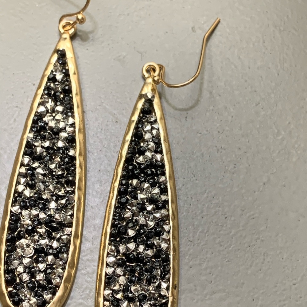 Black and Silver Glitter Druzy earrings